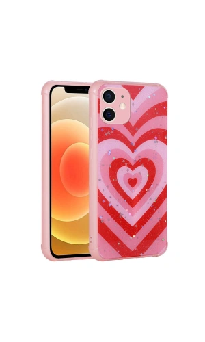 Apple iPhone 12 Kılıf Simli Desenli Kamera Korumalı Parlak Zore Popy Kapak