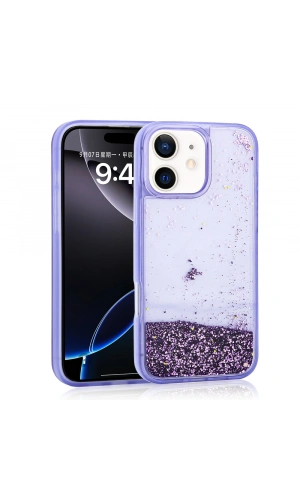 Apple iPhone 12 Kılıf Sıvılı Simli Şeffaf Arka Yüzey Zore Keto Silikon Kapak