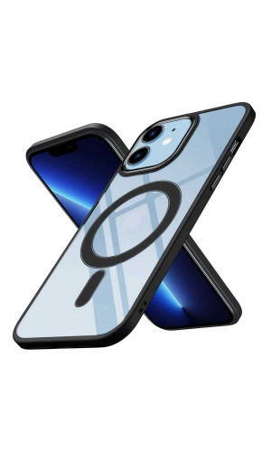 Apple iPhone 12 Kılıf Wireless Şarj Özellikli Zore Krom M-safe Silikon Kapak