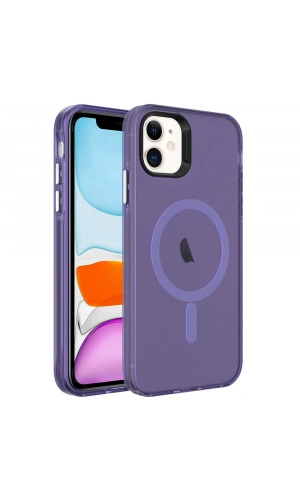 Apple iPhone 12 Kılıf Zore M-safe Şarj Özellikli Buzlu Transparan C-Pro Sert Kapak