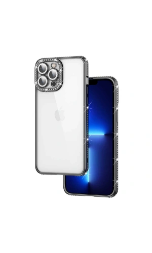 Apple iPhone 12 Pro Kılıf Kamera Korumalı Taşlı Zore Mina Kapak