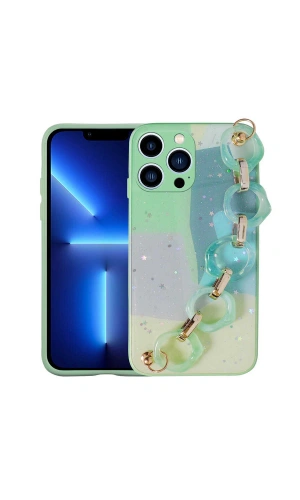 Apple iPhone 12 Pro Kılıf Simli Desenli El Askılı Tutacaklı Zore Elsa Silikon Kapak