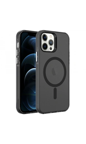 Apple iPhone 12 Pro Kılıf Zore M-safe Şarj Özellikli Buzlu Transparan C-Pro Sert Kapak