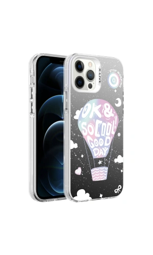 Apple iPhone 12 Pro Max Kılıf Desenli Zore Silver Sert Kapak