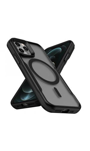 Apple iPhone 12 Pro Max Kılıf M-safe Şarj Özellikli Renkli Kenar Airbag Şeritli Zore Lamer Kapak