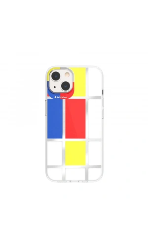 Apple iPhone 13 Kılıf Çift IMD Baskılı Lisanslı Switcheasy Artist Mondrian Kapak