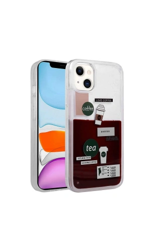 Apple iPhone 13 Kılıf Desenli Sıvılı Zore Drink Silikon Kapak