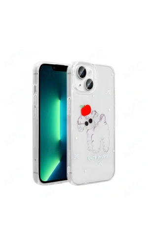 Apple iPhone 13 Kılıf Şeffaf Figürlü Zore Folk Sert Kapak