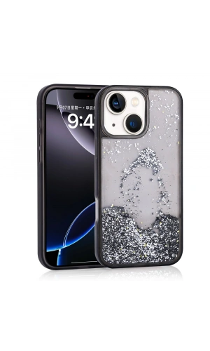 Apple iPhone 13 Kılıf Sıvılı Simli Şeffaf Arka Yüzey Zore Keto Silikon Kapak