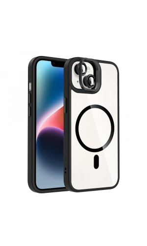 Apple iPhone 13 Kılıf Standlı ve Kamera Lens Hediyeli M-Safe Şarj Özellikli Zore Etro Kapak