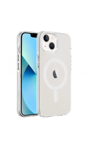 Apple iPhone 13 Kılıf Zore M-safe Şarj Özellikli Buzlu Transparan C-Pro Sert Kapak
