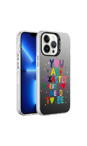 Apple iPhone 13 Pro Kılıf Desenli Zore Silver Sert Kapak