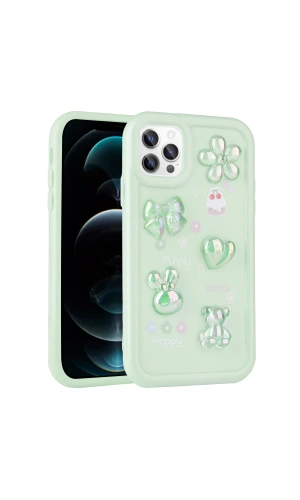 Apple iPhone 13 Pro Kılıf Kabartma Figürlü Parlak Zore Toys Silikon Kapak