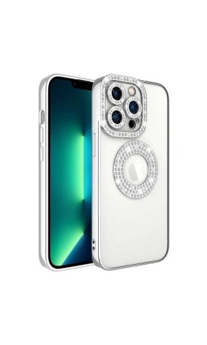 Apple iPhone 13 Pro Kılıf Kamera Korumalı Taş Süslemeli Arkası Şeffaf Zore Asya Kapak