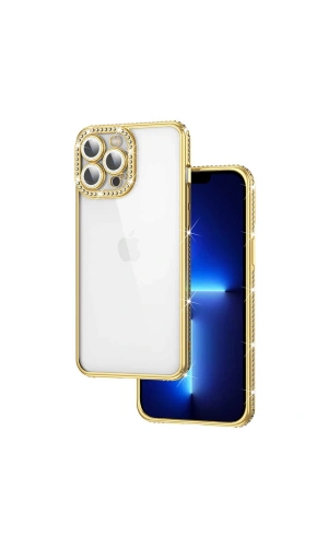 Apple iPhone 13 Pro Kılıf Kamera Korumalı Taşlı Zore Mina Kapak