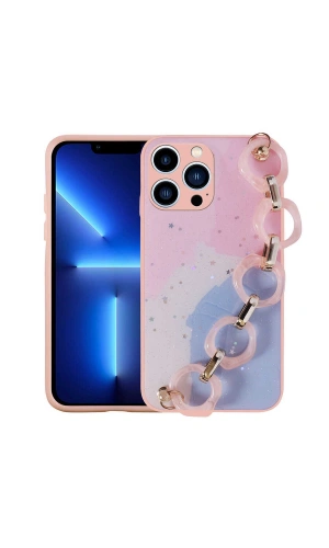 Apple iPhone 13 Pro Kılıf Simli Desenli El Askılı Tutacaklı Zore Elsa Silikon Kapak