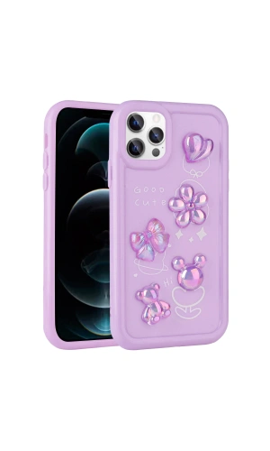Apple iPhone 13 Pro Max Kılıf Kabartma Figürlü Parlak Zore Toys Silikon Kapak