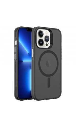 Apple iPhone 13 Pro Max Kılıf Zore M-safe Şarj Özellikli Buzlu Transparan C-Pro Sert Kapak