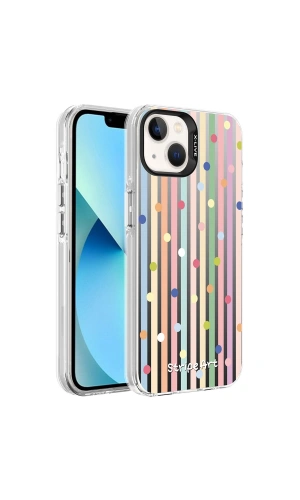 Apple iPhone 14 Kılıf Desenli Zore Silver Sert Kapak