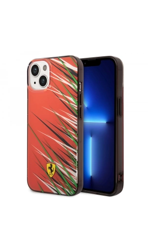 Apple iPhone 14 Kılıf Ferrari Orjinal Lisanslı Baskı Logolu Çimen Desenli Kapak