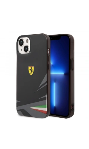 Apple iPhone 14 Kılıf Ferrari Orjinal Lisanslı Baskı Logolu İtalyan Bayrak Baskılı Dizayn Kapak
