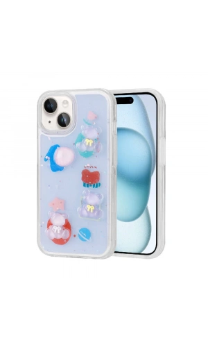 Apple iPhone 14 Kılıf Kabartma Figürlü Parlak Zore Minimini Silikon Kapak