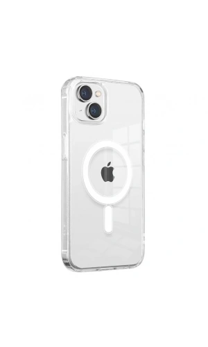 Apple iPhone 14 Kılıf M-safe Şarj Özellikli Şeffaf Sert PC Zore Embos Kapak