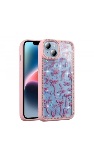 Apple iPhone 14 Kılıf Taşlı ve Simli Tasarım Zore Azra Kapak