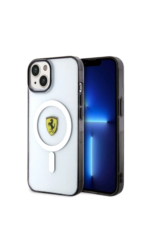 Apple iPhone 14 Plus Kılıf Ferrari M-safe Şarj Özellikli Transparan Dizayn Kapak