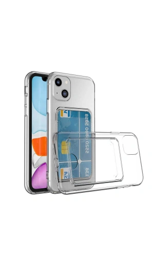 Apple iPhone 14 Plus Kılıf Kartlıklı Şeffaf Zore Setra Clear Silikon Kapak