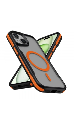 Apple iPhone 14 Plus Kılıf M-safe Şarj Özellikli Renkli Kenar Airbag Şeritli Zore Lamer Kapak