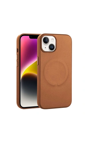 Apple iPhone 14 Plus Kılıf PU Deri M-safe Wireless Şarj Özellikli Zore Derix Kapak