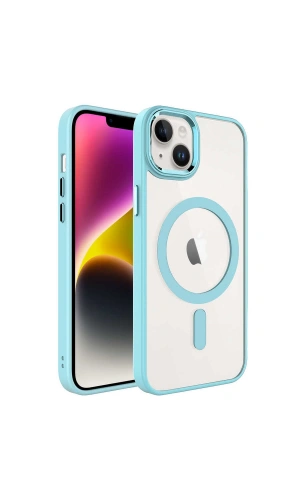 Apple iPhone 14 Plus Kılıf Wireless Şarj Özellikli Zore Krom M-safe Silikon Kapak