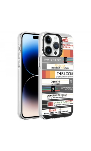 Apple iPhone 14 Pro Kılıf Desenli Zore Silver Sert Kapak