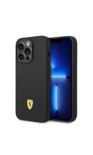 Apple iPhone 14 Pro Kılıf Ferrari M-safe Şarj Özellikli Silikon Metal Logo Dizayn Kapak