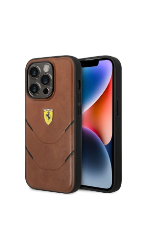 Apple iPhone 14 Pro Kılıf Ferrari Orjinal Lisanslı PU Deri Sıcak Baskı Çizgili Dizayn Kapak