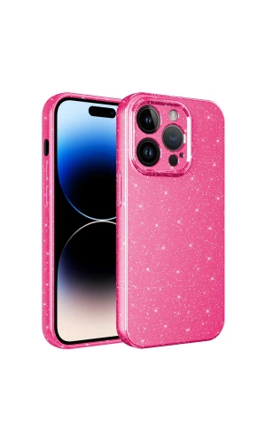 Apple iPhone 14 Pro Kılıf Kamera Korumalı Simli Lüks Zore Koton Kapak