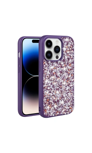 Apple iPhone 14 Pro Kılıf Parlak Taşlı Tasarım Zore Linea Kapak