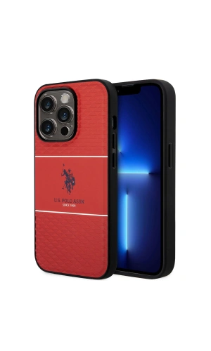 Apple iPhone 14 Pro Kılıf U.S. POLO ASSN. Deri Şeritli Logo Dizayn Kapak