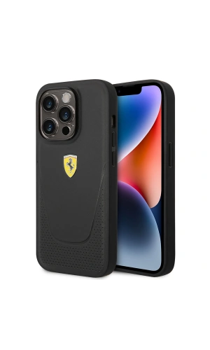 Apple iPhone 14 Pro Max Kılıf Ferrari Deri Delikli Dizayn Kapak