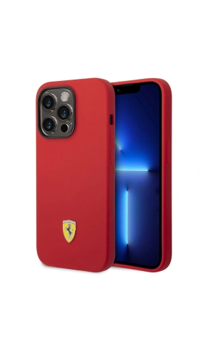 Apple iPhone 14 Pro Max Kılıf Ferrari M-safe Şarj Özellikli Silikon Metal Logo Dizayn Kapak