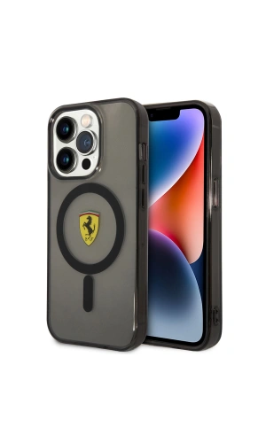 Apple iPhone 14 Pro Max Kılıf Ferrari M-safe Şarj Özellikli Yarı Transparan Dizayn Kapak