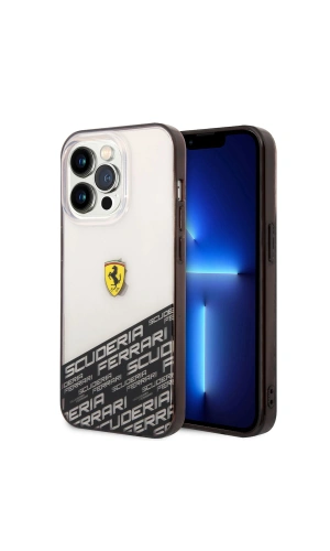 Apple iPhone 14 Pro Max Kılıf Ferrari Transparan Alt Kısım Baskılı Dizayn Kapak