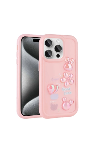 Apple iPhone 14 Pro Max Kılıf Kabartma Figürlü Parlak Zore Toys Silikon Kapak