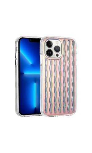 Apple iPhone 14 Pro Max Kılıf Kabartmalı Dalga Tasarımlı Silikon Zore İsmira Kapak