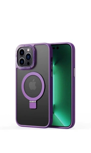 Apple iPhone 14 Pro Max Kılıf M-safe Wireless Şarj Özellikli Standlı Zore Ting Kapak
