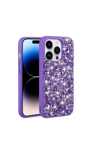 Apple iPhone 14 Pro Max Kılıf Parlak Taşlı Tasarım Zore Linea Kapak