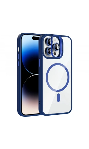 Apple iPhone 14 Pro Max Kılıf Standlı ve Kamera Lens Hediyeli M-Safe Şarj Özellikli Zore Etro Kapak