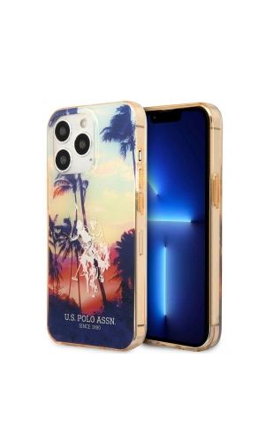 Apple iPhone 14 Pro Max Kılıf U.S. POLO ASSN. Renkli Ağaç Baskılı Dizayn Kapak