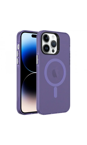 Apple iPhone 14 Pro Max Kılıf Zore M-safe Şarj Özellikli Buzlu Transparan C-Pro Sert Kapak
